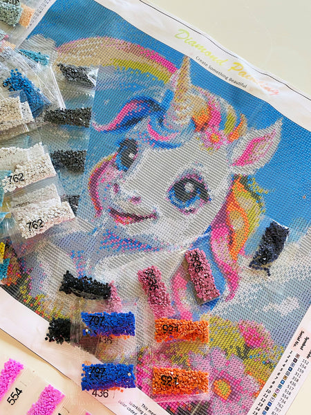 Enhjørning diamond painting (30x40 cm)