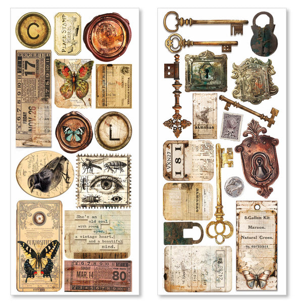 Cabinet of curiosities Art stickers 5/Pkg (12x26 cm)