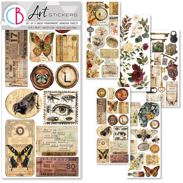 Cabinet of curiosities Art stickers 5/Pkg (12x26 cm)