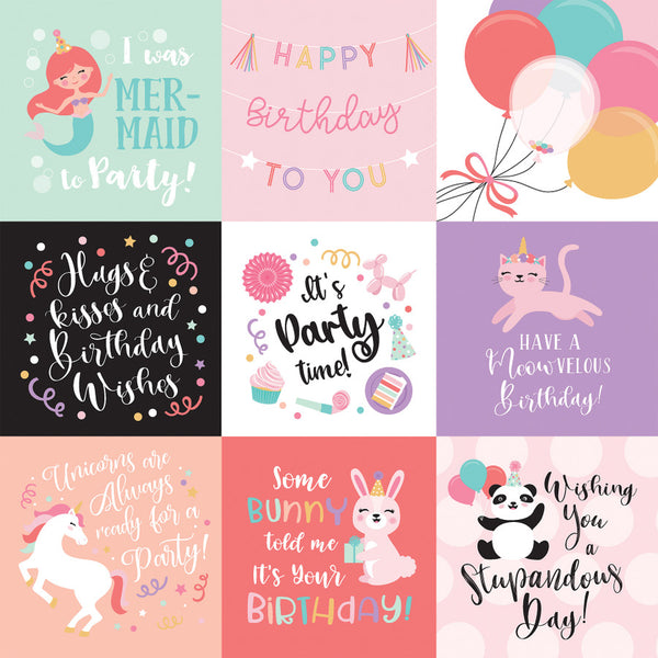It's Your Birthday Girl: 4x4 Journaling Cards 12x12 mønsterpapir