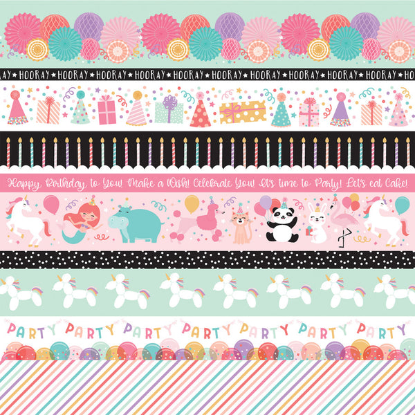 It's Your Birthday Girl: Border Strips 12x12 mønsterpapir