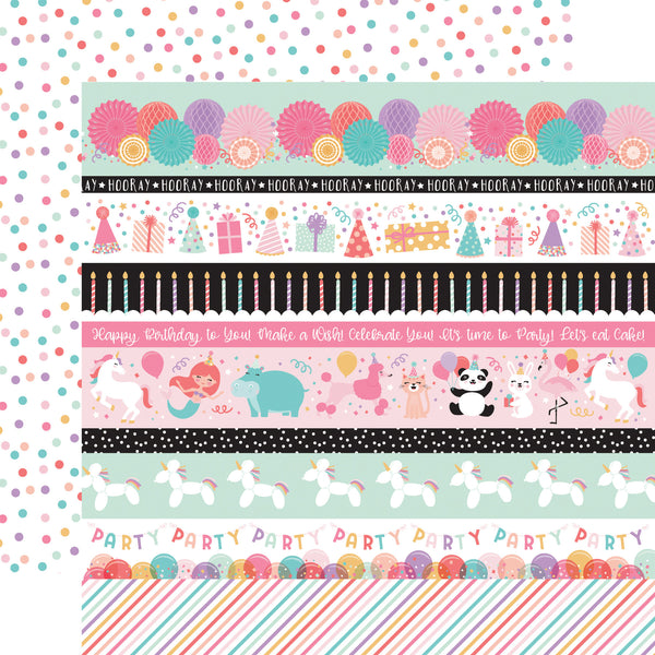 It's Your Birthday Girl: Border Strips 12x12 mønsterpapir