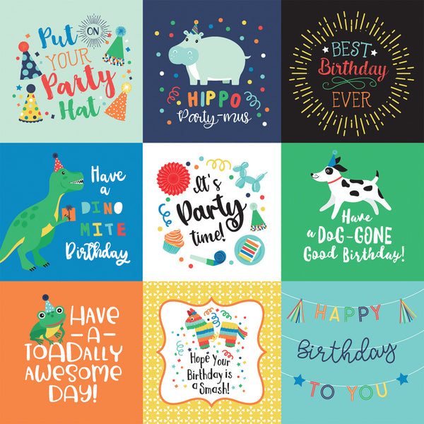 It's Your Birthday Boy: 4x4 Journaling Cards 12x12 mønsterpapir