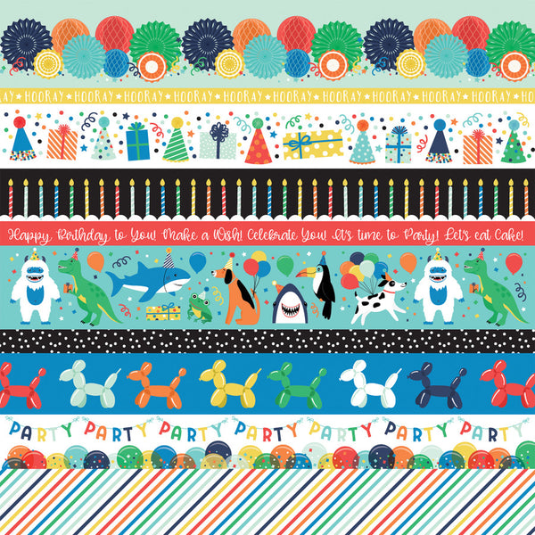 It's Your Birthday Boy: Border Strips 12x12 mønsterpapir