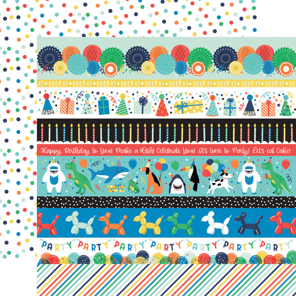 It's Your Birthday Boy: Border Strips 12x12 mønsterpapir