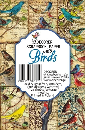 Birds - MINI scrapbook papirer (24 stk)