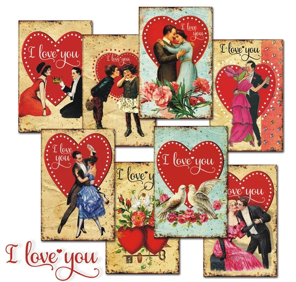 I Love You - MINI scrapbook papirer (24 stk)