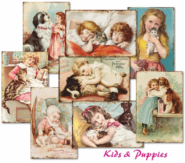 Kids & Puppies - MINI scrapbook papirer (24 stk)