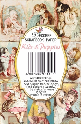 Kids & Puppies - MINI scrapbook papirer (24 stk)