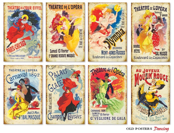 Old Posters Dancing - MINI scrapbook papirer (24 stk)