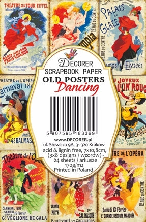 Old Posters Dancing - MINI scrapbook papirer (24 stk)