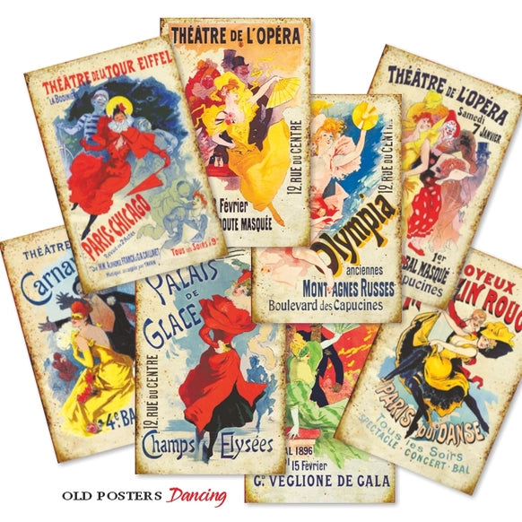 Old Posters Dancing - MINI scrapbook papirer (24 stk)