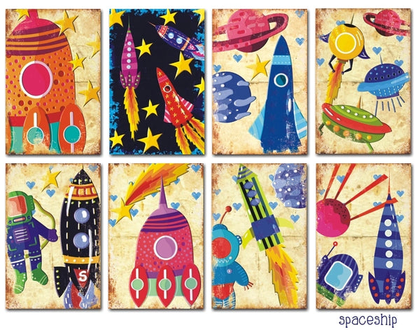 Spaceship - MINI scrapbook papirer (24 stk)