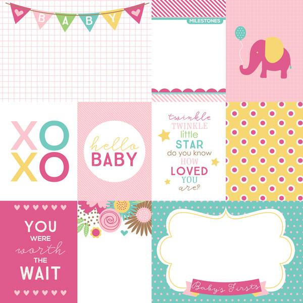 Hallo Baby jente Tags 12x12 dobbeltsidig papir