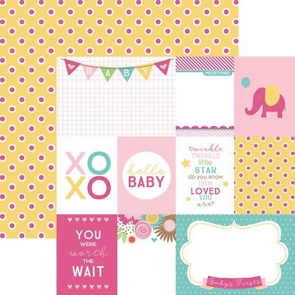 Hallo Baby jente Tags 12x12 dobbeltsidig papir