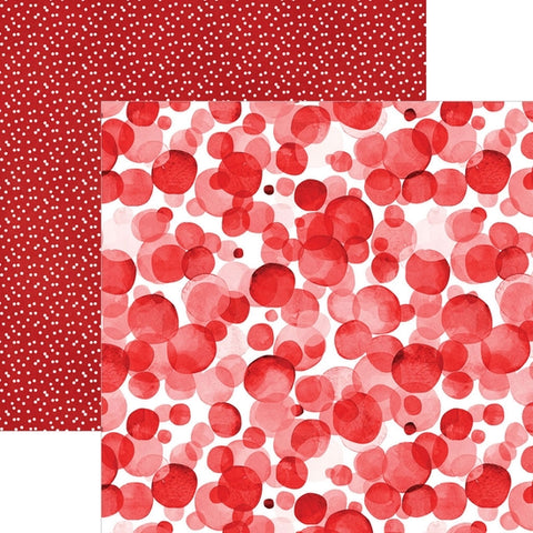 Red Watercolor polka dots 12x12 dobbeltsidig mønsterpapir