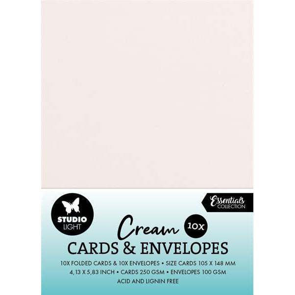 Kort & konvolutter A6 creme (10 stk)
