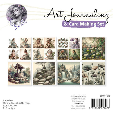Art Journaling & Card Making sett Feer grønn-lilla-lakserosa 20,3x20,3 cm (24 ark)