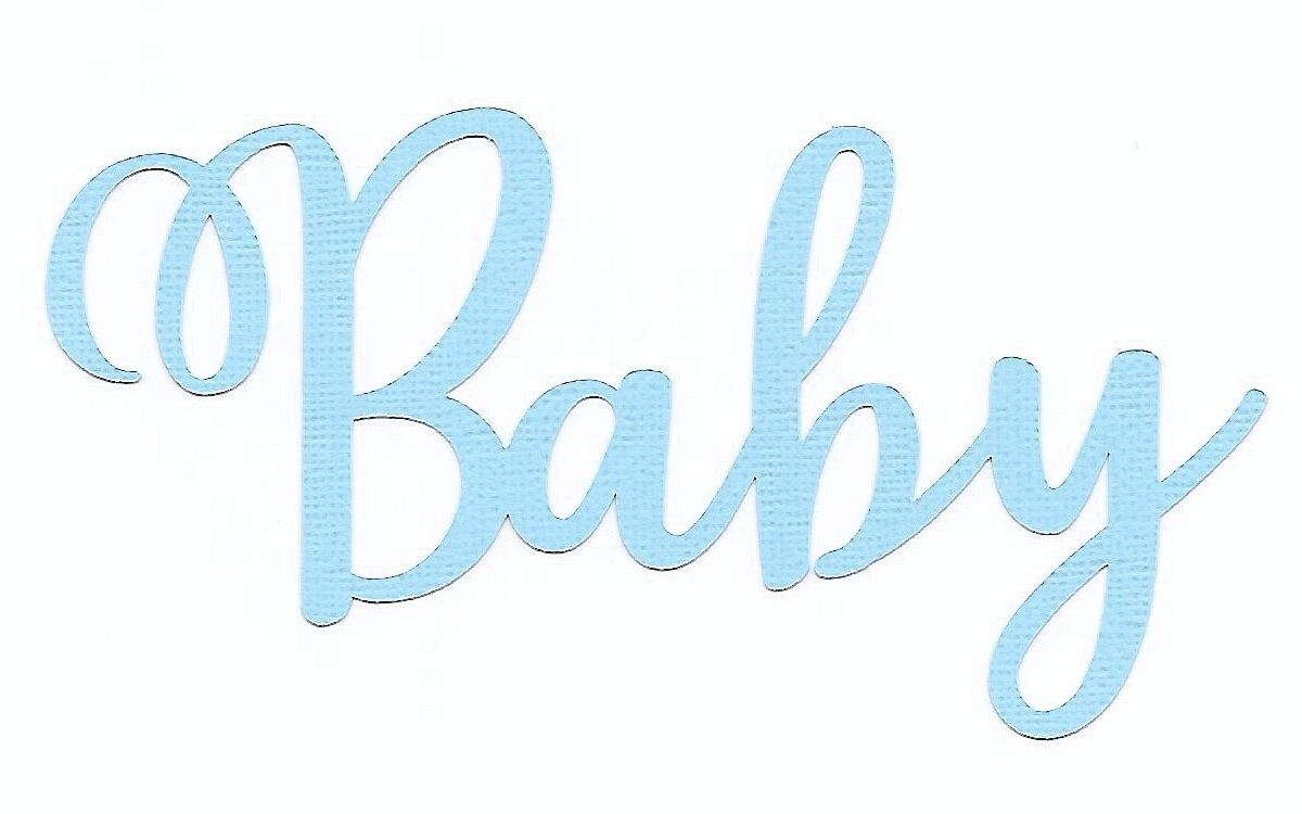 Die-cut word "Baby" light blue