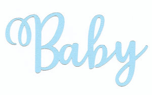 Die-cut ord "Baby" lyseblå