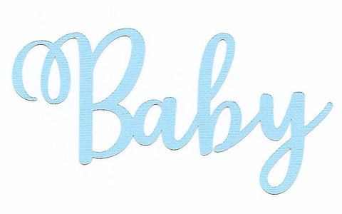 Die-cut word "Baby" light blue