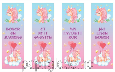 Bookmark set unicorns 4 pcs 5x15 cm (pdf file)