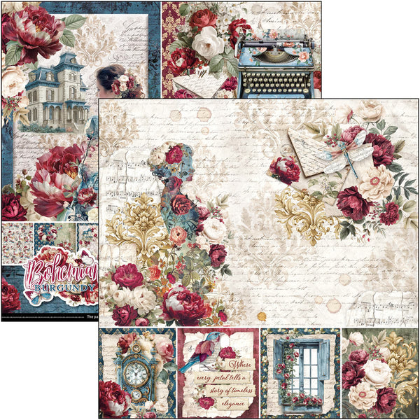 Bohemian Burgundy paper pad 8x8 (12-pk)