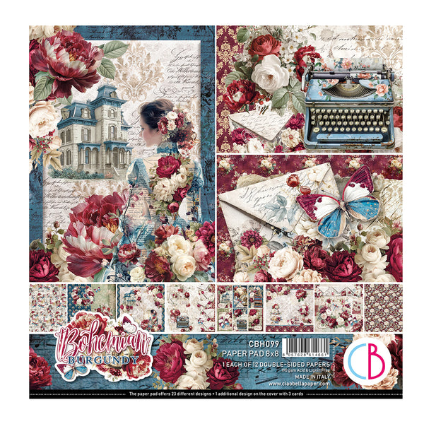 Bohemian Burgundy paper pad 8x8 (12-pk)