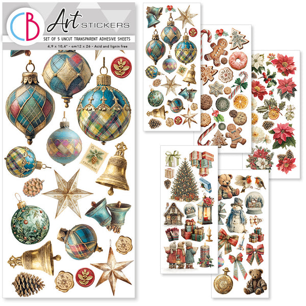 Merry & Bright Art stickers 5-pk (12x26 cm)