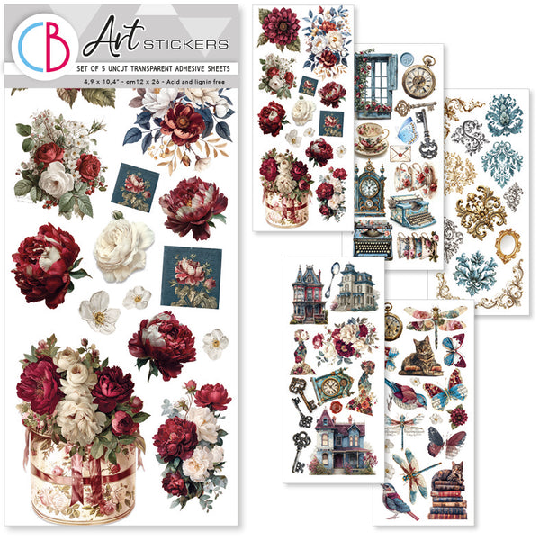 Bohemian Burgundy Art stickers 5-pk (12x26 cm)