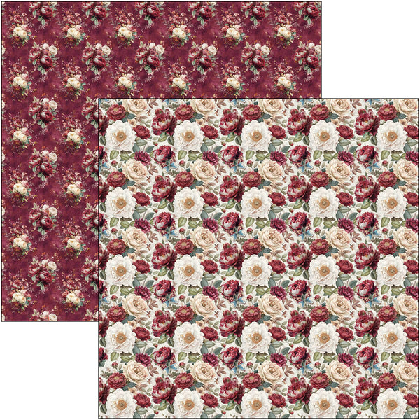 Bohemian Burgundy patterns pad 12x12 (8-pk)