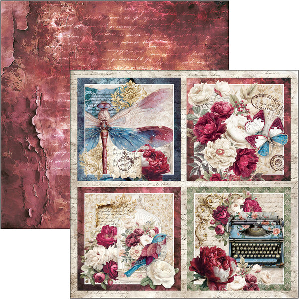Bohemian Burgundy patterns pad 12x12 (8-pk)