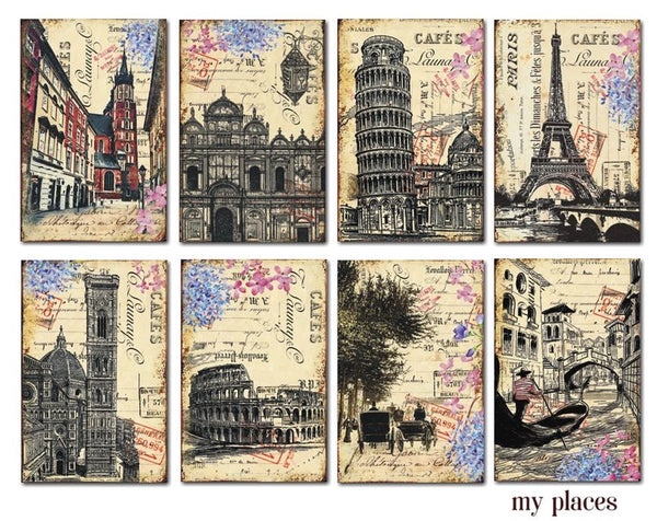 My Places - MINI scrapbook papirer (24 stk)