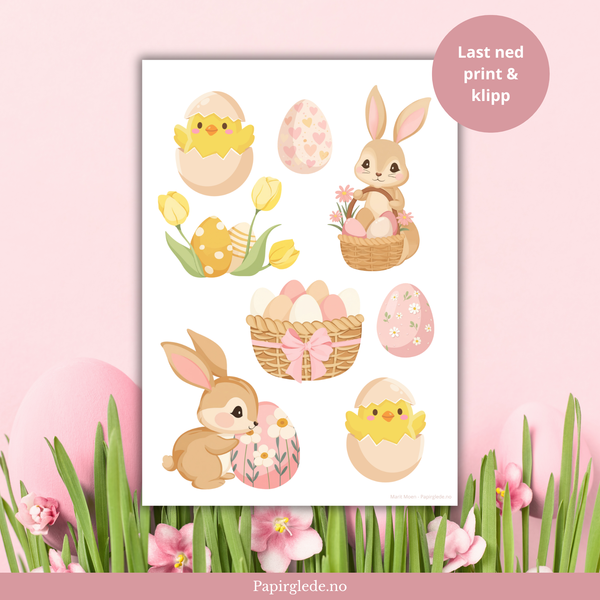 Påskepynt klippeark A4 (pdf-fil)