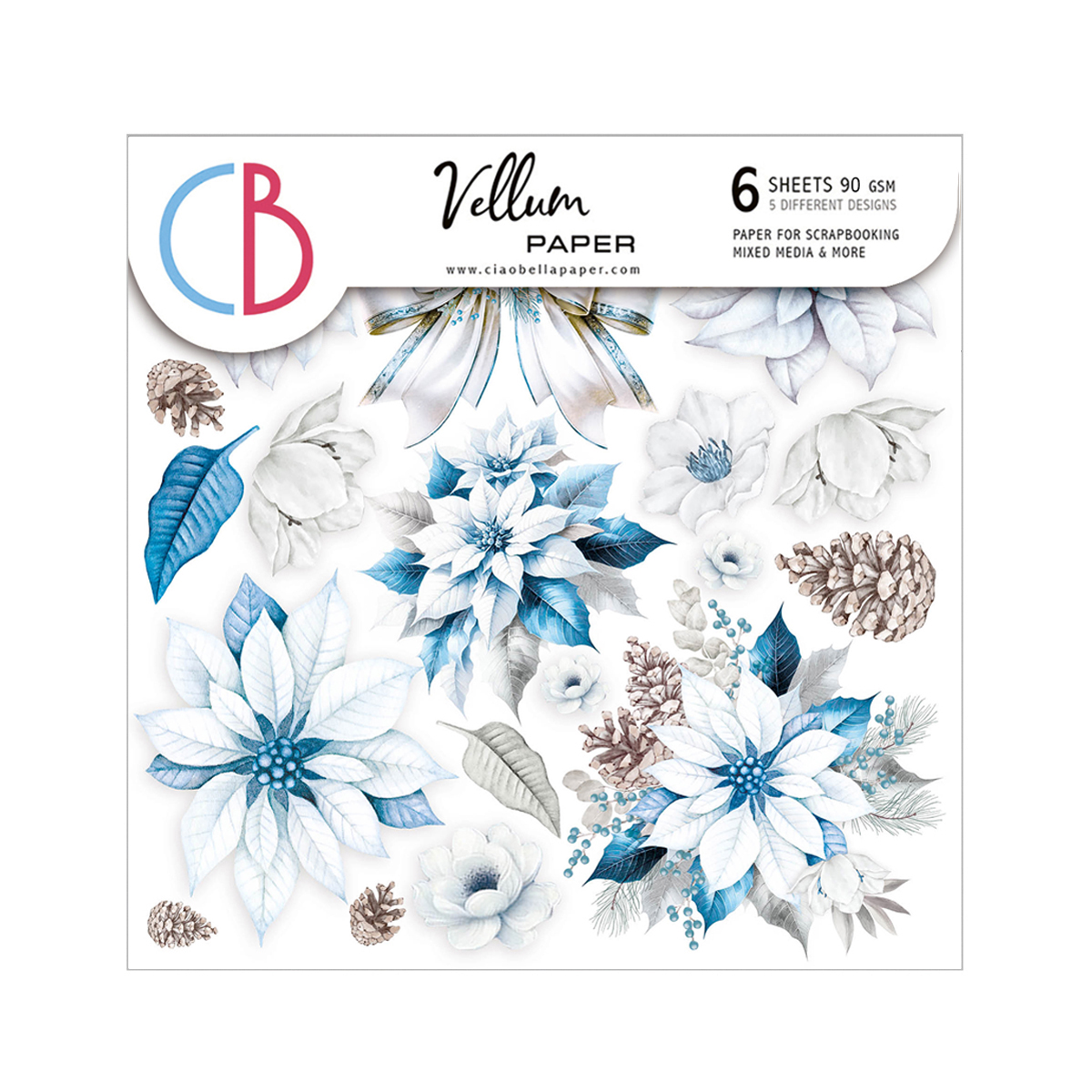 Elegance of Blue Vellum Fussy Cut 6x6 (6-pk)