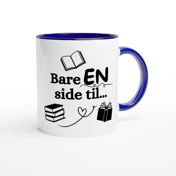 "Bare EN side til" kaffekopp hvit/blå