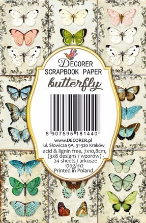 Butterfly - MINI scrapbook papirer (24 stk)