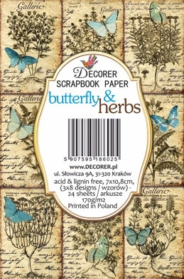 Butterfly & Herbs - MINI scrapbook papirer (24 stk)