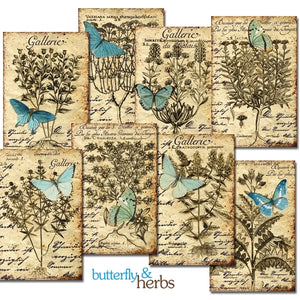 Butterfly &amp; Herbs - MINI scrapbook papers (24 pcs)
