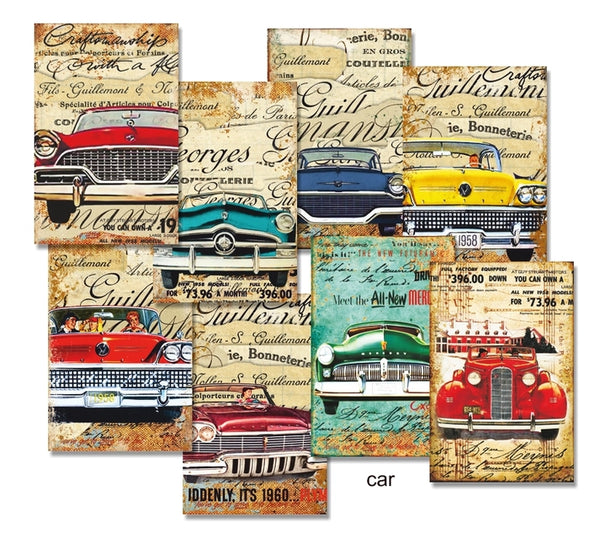 Car - MINI scrapbook papirer (24 stk)