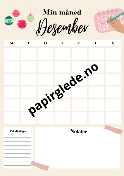 My month - annual calendar A4 with 12 sheets (pdf) beige