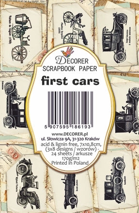 First Cars - MINI scrapbook papirer (24 stk)