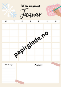 My month - annual calendar A4 with 12 sheets (pdf) beige