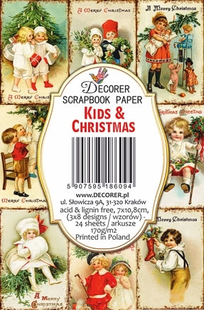 Kids & Christmas - MINI scrapbook papirer (24 stk)