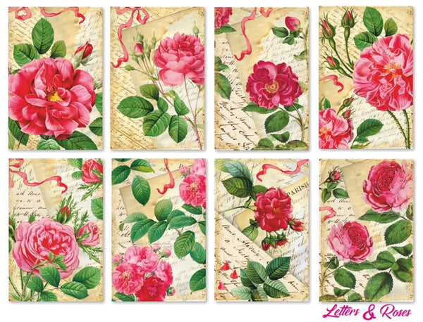 Letters & Roses - MINI scrapbook papirer (24 stk)