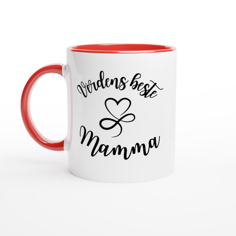 "Verdens beste Mamma" kaffekopp hvit/rød