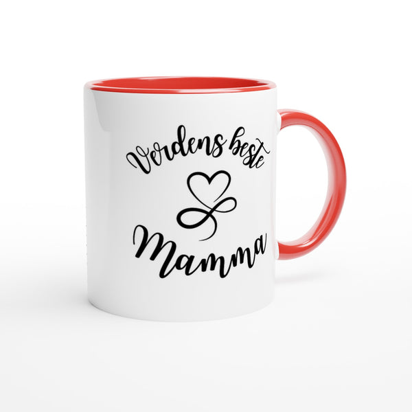 "Verdens beste Mamma" kaffekopp hvit/rød