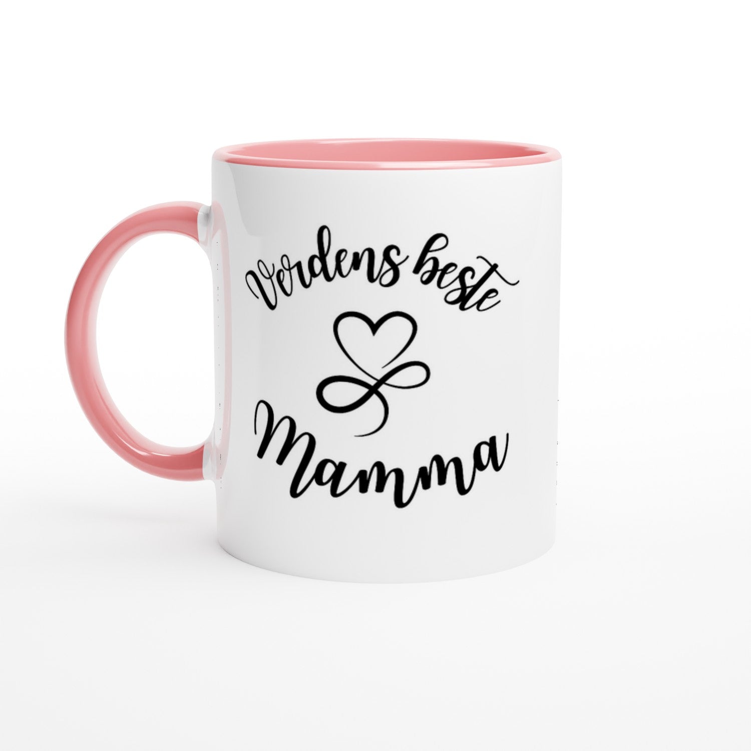 "Verdens beste Mamma" kaffekopp hvit/rosa