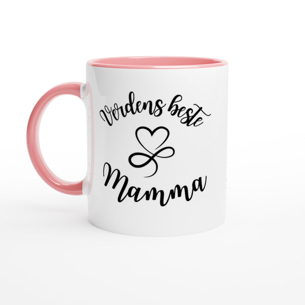 "Verdens beste Mamma" kaffekopp hvit/rosa