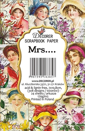 Mrs - MINI scrapbook papirer (24 stk)